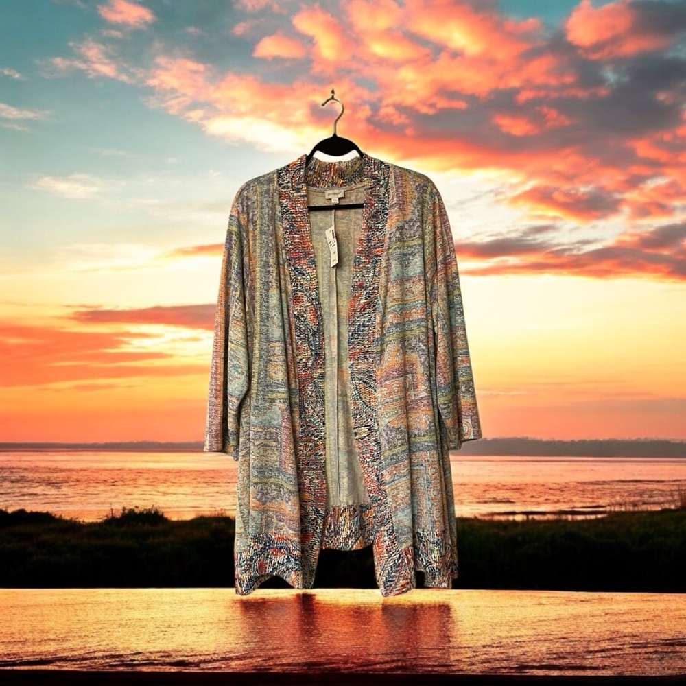 NWT Avenue Multicolour Floral/Baroque Print Lightweight Cardigan